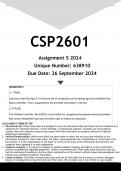 CSP2601 Assignment 5 (ANSWERS) 2024 - DISTINCTION GUARANTEED