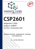 CSP2601 Assignment 5 (DETAILED ANSWERS) 2024 - DISTINCTION GUARANTEED