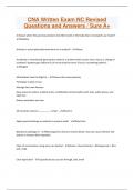 CNA Written Exam NC Revised Questions and Answers / Sure A+