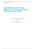 SNHU HIM 220 7-2 Final Project Submission: EHR Recommendations 2024 with complete solution