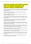 NYS Life, accident, and health insurance Exam Final Review Questions and Answers_100% A+ Graded Excel