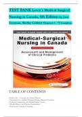 TEST BANK For Lewis's Medical Surgical Nursing in Canada, 4th Edition by Jane Tyerman, Shelley Cobbett, Verified Chapters 1 - 72, Complete Newest Version