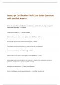 Javascript Certification Final Exam Guide Questions  with Verified Answers