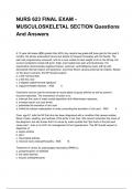 NURS 623 FINAL EXAM - MUSCULOSKELETAL SECTION Questions And Answers