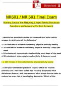 NR 601 Final Exam Care of the Mature Adults 2024 / 2025 Expected Questions and Answers STUDY BUNDLE (COMPLETE PACKAGE)