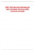 FARE 3310 Operation Management  Quiz 2 Complete Test Score 100%  University of Guelph 