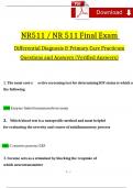 FNP NR511 : Differential Diagnosis Final Exam at Chamberlain College 2024 Expected Questions & Revised Correct Answers. (2024 / 2025) 100% Guarantee Pass