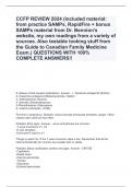 CCFP REVIEW 2024 (Included material: from practice SAMPs, RapidFire + bonus SAMPs material from Dr. Bennion's website, my own readings from a variety of sources. Also testable looking stuff from the Guide to Canadian Family Medicine Exam.) QUESTIONS WI