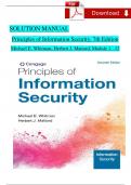 SOLUTION MANUAL - Whitman and Mattord, Principles of Information Security 7th Edition, Module 1 - 12, Complete Latest Version