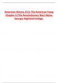 American History 2111 The American Yawp Chapter 5 (The Revolutionary War) Notes  Georgia Highland College