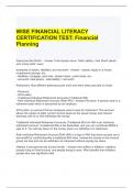 WISE FINANCIAL LITERACY CERTIFICATION TEST Financial Planning Exam