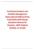 Solutions Manual for Investment Analysis and Portfolio Management (International Edition) 9th Edition By Frank Reilly Keith Brown (All Chapters, 100% Original Verified, A+ Grade)