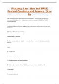 Pharmacy Law - New York MPJE Revised Questions and Answers / Sure A+