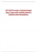 IHP 330 (Principles of Epidemiology) Quiz 1 Exam with verified solutions Southern New Hemisphere. 