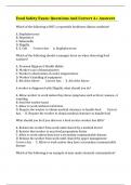 Food Safety Exam: Questions And Correct A+ Answers 