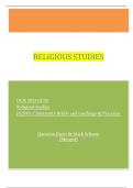 OCR 2023 GCSE Religious Studies J625/01: Christianity Beliefs and teachings & Practices    Question Paper & Mark Scheme (Merged)