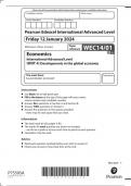 PEARSON EDEXCEL A LEVEL ECONOMICS PAPER 4 2024 (WEC14/01: Developments in the global economy)