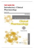 Test Bank For Introductory Clinical Pharmacology 12th Edition By Susan Ford 