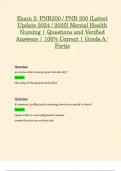 Exam 2: PNR200 / PNR 200 (Latest Update 2024 / 2025) Mental Health Nursing | Questions and Verified Answers | 100% Correct | Grade A - Fortis