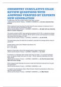 CHEMISTRY CUMULATIVE EXAM REVIEW QUESTIONS WITH ANSWERS VERIFIED BY EXPERTS NEW GENERATION