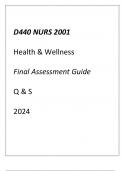 (WGU D440) NURS 2001 Health & Wellness Final Assessment Guide Q & S 2024.