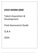 (WGU D433) MHRM 6000 Talent Acquisition & Development Final Assessment Guide Q & A 2024.