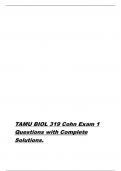 TAMU BIOL 319 Cohn Exam 1 Questions with Complete Solutions. What levels of physiology are there? - ANSWERchemical, cell, tissue, organ, organ system, organism