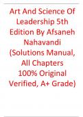 Solutions Manual For Art And Science Of Leadership 5th Edition By  Afsaneh Nahavandi