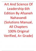 Solutions Manual For Art And Science Of Leadership 6th Edition By Afsaneh Nahavandi