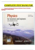 COMPLETE TEST BANK FOR   Physics For Scientists And Engineers With Modern Physics 10th Edition By Raymond A. Serway (Author) Latest Update. 