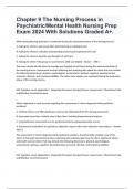 Chapter 9 The Nursing Process in Psychiatric/Mental Health Nursing Prep Exam 2024 With Solutions Graded A+.