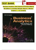 TEST BANK For Albright & Winston, Business Analytics: Data Analysis & Decision Making 8th Edition Verified Chapters 1 - 19, Complete Newest Version