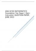 AQA GCSE MATHEMATICS Foundation Tier Paper 1 Non-Calculator QUESTION PAPER JUNE 2023  