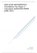 AQA GCSE MATHEMATICS Foundation Tier Paper 2 Calculator QUESTION PAPER JUNE 2023