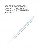 AQA GCSE MATHEMATICS Foundation Tier	Paper 3 Calculator QUESTION PAPER JUNE 2023