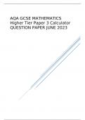 AQA GCSE MATHEMATICS Higher Tier Paper 3 Calculator QUESTION PAPER JUNE 2023