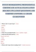 INTUIT BOOKKEEPING PROFESSIONAL CERTIFICATE ACTUAL EXAM LATEST 2024-2025 (170 LATEST QUESTIONS AND VERIFIED ANSWERS) A+ GRADE GUARANTEED.