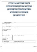 COSC 100 ACTUAL EXAM LATEST 2024-2025 (500 ACTUAL QUESTIONS AND VERIFIED ANSWERS) A+ GRADE GUARANTEED.