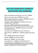 TAX CFP EXAM WITH CORRECT QUESTIONS AND ANSWERS 