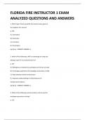 FLORIDA FIRE INSTRUCTOR 1 EXAM ANALYZED QUESTIONS AND ANSWERS 