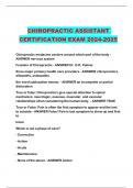 CHIROPRACTIC ASSISTANT CERTIFICATION EXAM 2024-2025