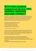 BEST REVIEW MPTC Police Academy Criminal Law Review 100%  VERIFIED ANSWERS  2024/2025 CORRECT