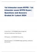 1st trimester exam NYPD / 1st trimester exam NYPD Exam | Questions and Answers Graded A+ Latest 2024