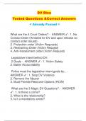 DV Blea Tested Questions &Correct Answers < Already Passed >