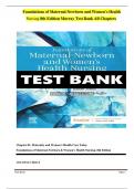 TEST BANK FOR FOUNDATIONS OF MATERNAL-NEWBORN AND WOMEN’S HEALTH NURSING 8TH EDITION BY MURRAY