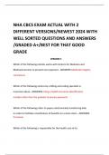 NHA CBCS EXAM ACTUAL WITH 2 DIFFERENT VERSIONS/NEWEST 2024 WITH WELL SORTED QUESTIONS AND ANSWERS /GRADED A+/BEST FOR THAT GOOD GRADE