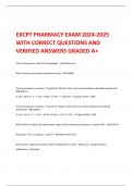 EXCPT PHARMACY EXAM 2024-2025  WITH CORRECT QUESTIONS AND  VERIFIED ANSWERS GRADED A+