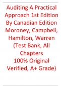 Test Bank For Auditing A Practical Approach 1st Edition By (Canadian Edition) Moroney, Campbell, Hamilton, Warren