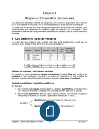 Chapitre I - Rappel sur l'exploration des données