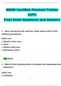 NASM CPT Final Exam 2024 Expected Questions and Answers (Verified by Expert)